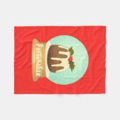 Wereldbol wintertaart rode groene pruimelsneeuw fleece deken (Voorkant (Horizontaal))