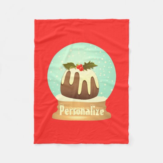 Wereldbol wintertaart rode groene pruimelsneeuw fleece deken (Voorkant)