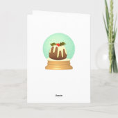 Wereldbol wintertaart rode groene pruimelsneeuw kaart (Achterkant)