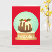 Wereldbol wintertaart rode groene pruimelsneeuw kaart (Gele Bloem)