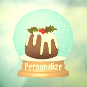 Wereldbol wintertaart rode groene pruimelsneeuw raamsticker (Vel 3)