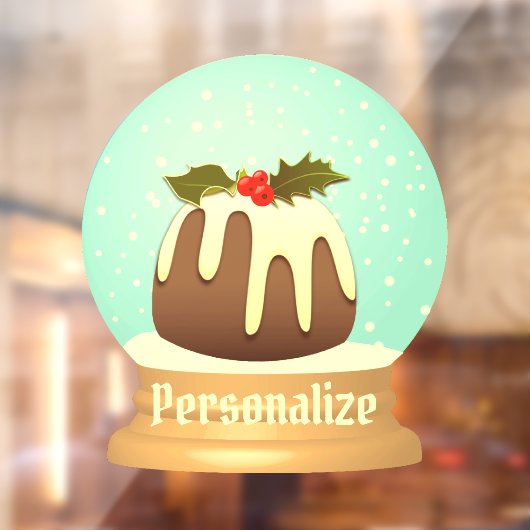 Wereldbol wintertaart rode groene pruimelsneeuw raamsticker (Vel 2)