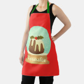 Wereldbol wintertaart rode groene pruimelsneeuw schort (Insitu)