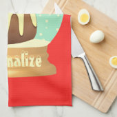 Wereldbol wintertaart rode groene pruimelsneeuw theedoek (Quarter Fold)