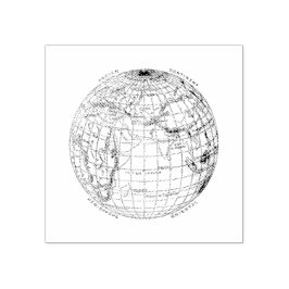  WERELDBOL WOOD ART STAMP RUBBERSTEMPEL