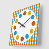 Wereldbollen cirkels en klok vierkant (Hoek)