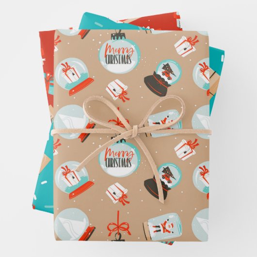 Wereldbollen met kerstinnevel Gifts Wrapping Paper (In situ)