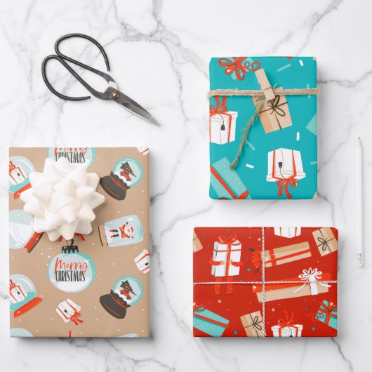 Wereldbollen met kerstinnevel Gifts Wrapping Paper (Voorkant)
