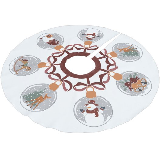 Wereldbollen sneeuwen met Snowman, Elf, Bells, Dee Kerstboom Rok (Gekanteld)