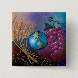 Wereldcommuniqué zondag vierkante button 5,1 cm