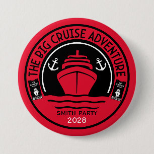 Wereldcruise familie- of feesttrip ronde button 7,6 cm
