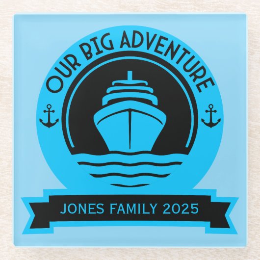 wereldcruise glazen onderzetter (Voorkant)