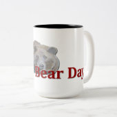 Werelddag Beer viering Rode typografie Tekening Tweekleurige Koffiemok (Voorkant rechts)