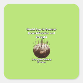 Werelddag tegen woestijnvorming en droogte. vierkante sticker