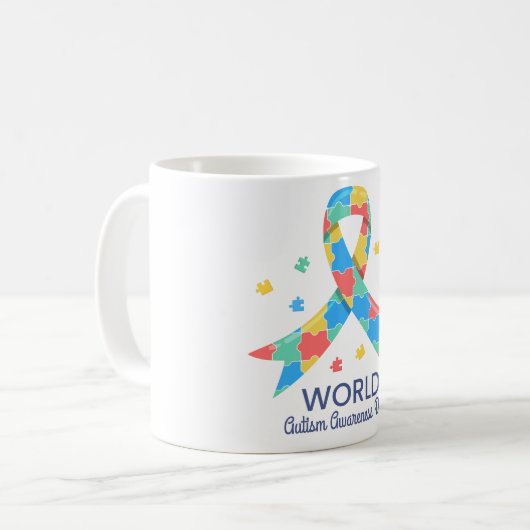 Werelddag van autisme koffiemok (Voorkant links)