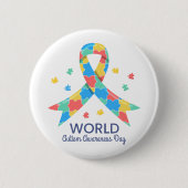 Werelddag van autisme ronde button 5,7 cm (Voorkant)