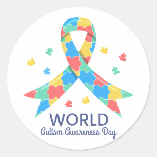 Werelddag van autisme ronde sticker