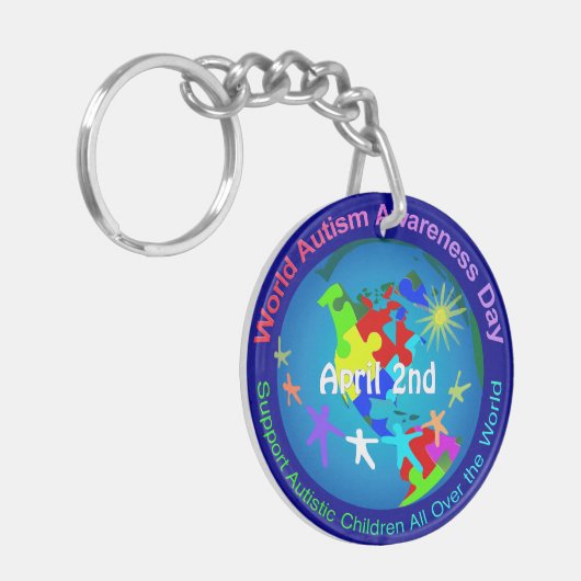 Werelddag van autisme sleutelhanger (Voorkant Links)