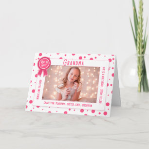 Werelddag van de beste oma roze foto grootouders kaart