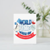 werelddag van de brieven feestdagenkaart (Staand voorkant)