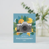 Werelddag van de fotografie feestdagenkaart (Staand voorkant)