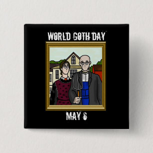 Werelddag van de Gothic Amerikaanse Gotische Butto Vierkante Button 5,1 Cm