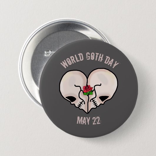 Werelddag van de Gothic Button met hartschedel (Voorkant /achterkant)