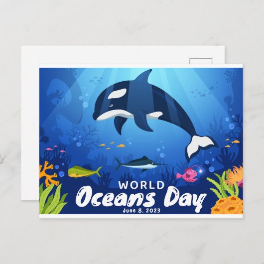 Werelddag van de oceanen, 8 juni 2023 briefkaart (Voorkant / Achterkant)