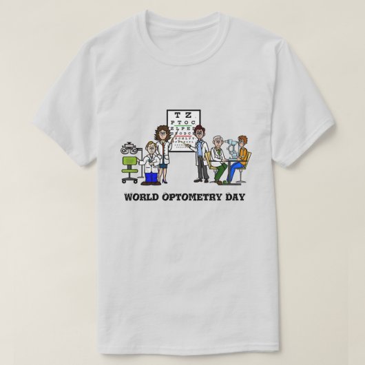 Werelddag van de optometrie met vun oogdoctoren t-shirt (Design voorkant)