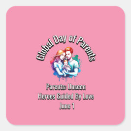 Werelddag van de ouders. 1 juni vierkante sticker
