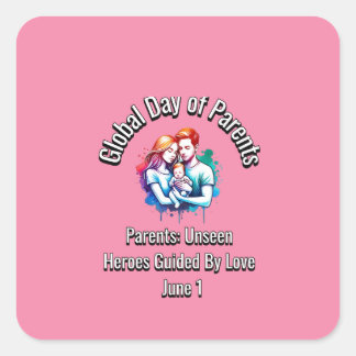 Werelddag van de ouders. 1 juni vierkante sticker