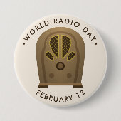 Werelddag van de radio ronde button 7,6 cm (Voorkant)