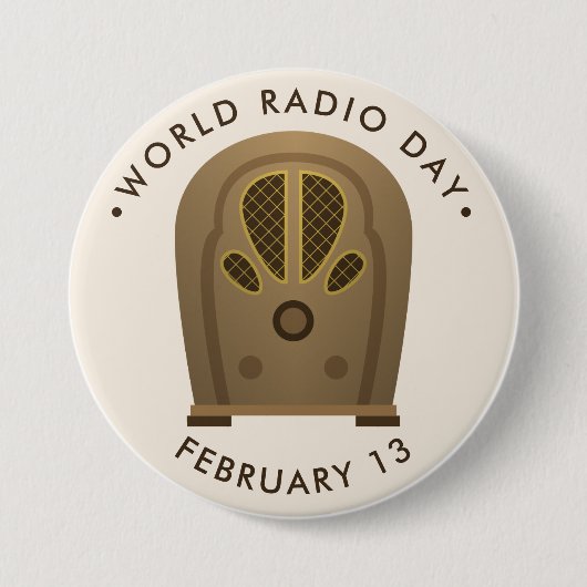 Werelddag van de radio ronde button 7,6 cm (Voorkant)