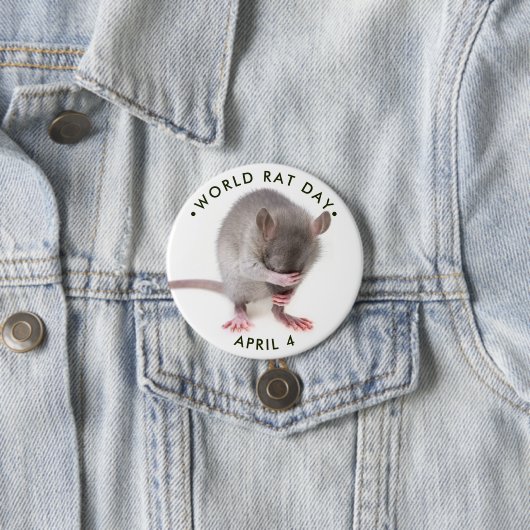 Werelddag van de Rat Ronde Button 7,6 Cm (In situ)