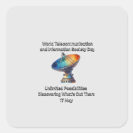 Werelddag van de telecommunicatie- en informatiema vierkante sticker