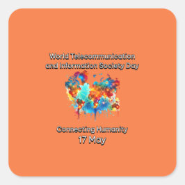 Werelddag van de telecommunicatie- en informatiema vierkante sticker