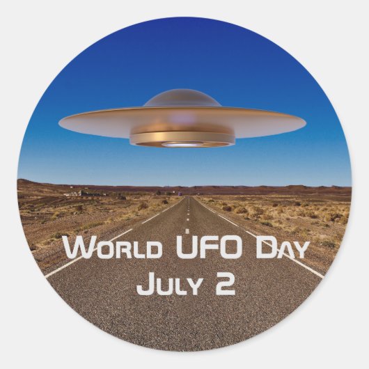 Werelddag van de UFO Ronde Sticker (Voorkant)