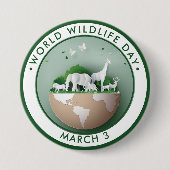 Werelddag van het wild, papercut-dieren ronde button 7,6 cm (Voorkant)