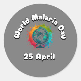 Werelddag van malaria ronde sticker