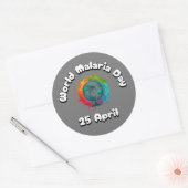 Werelddag van malaria ronde sticker (Envelop)