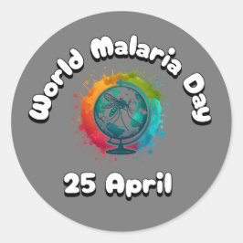 Werelddag van malaria ronde sticker
