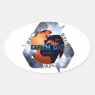 Werelddag verandering op Aarde Ovale Sticker
