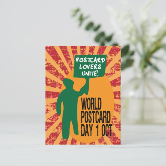 Werelddag voor Briefkaart grappige retro protestma (Staand voorkant)