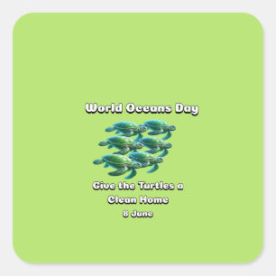 Werelddag voor de Oceanen Vierkante Sticker