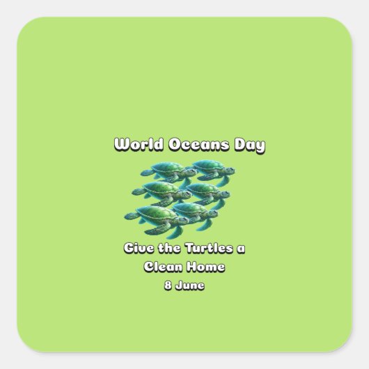 Werelddag voor de Oceanen Vierkante Sticker (Voorkant)