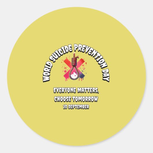 Werelddag voor de preventie van zelfmoord. Iederee Ronde Sticker (Voorkant)