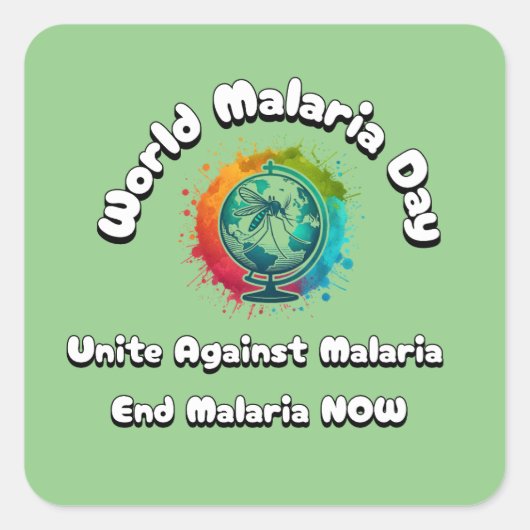 werelddag voor malaria-verenigd tegen malaria vierkante sticker (Voorkant)