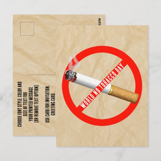 Werelddag voor tabak briefkaart (Voorkant / Achterkant)