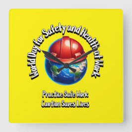 Werelddag voor veiligheid en gezondheid op het wer vierkante klok