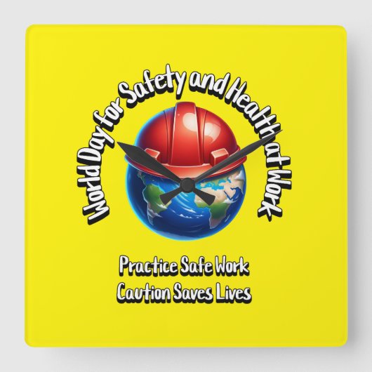 Werelddag voor veiligheid en gezondheid op het wer vierkante klok (Voorkant)